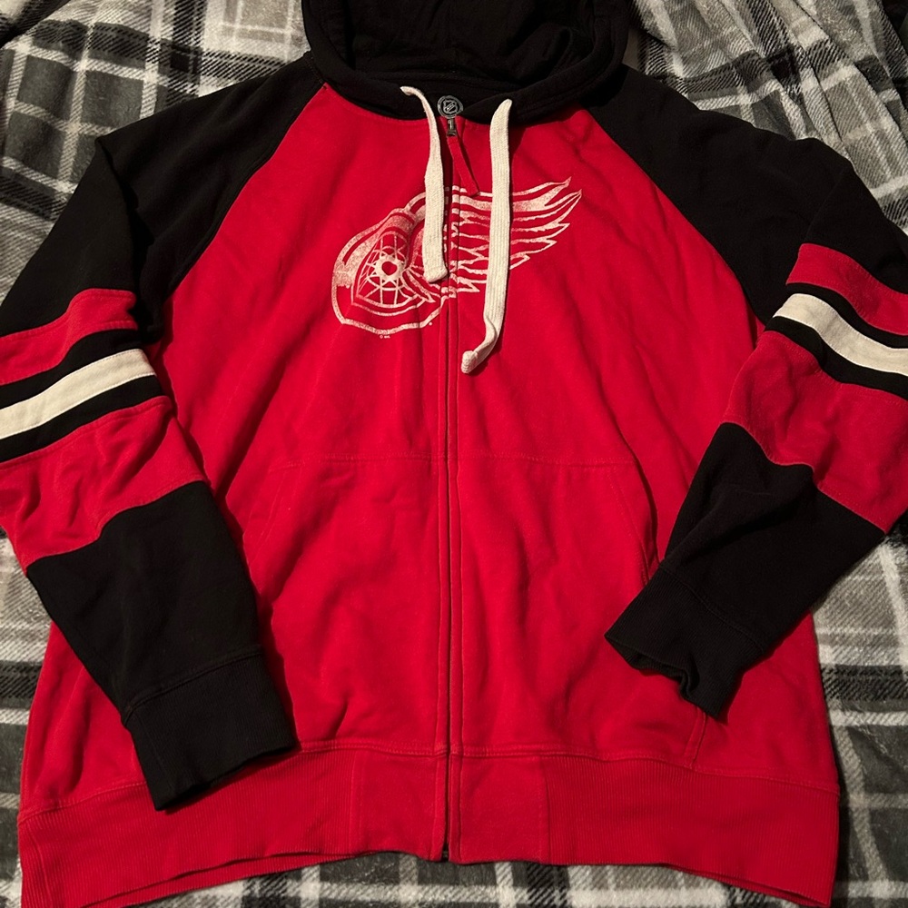 detroit red wings nhl zip up hoodie size 2xl in mens